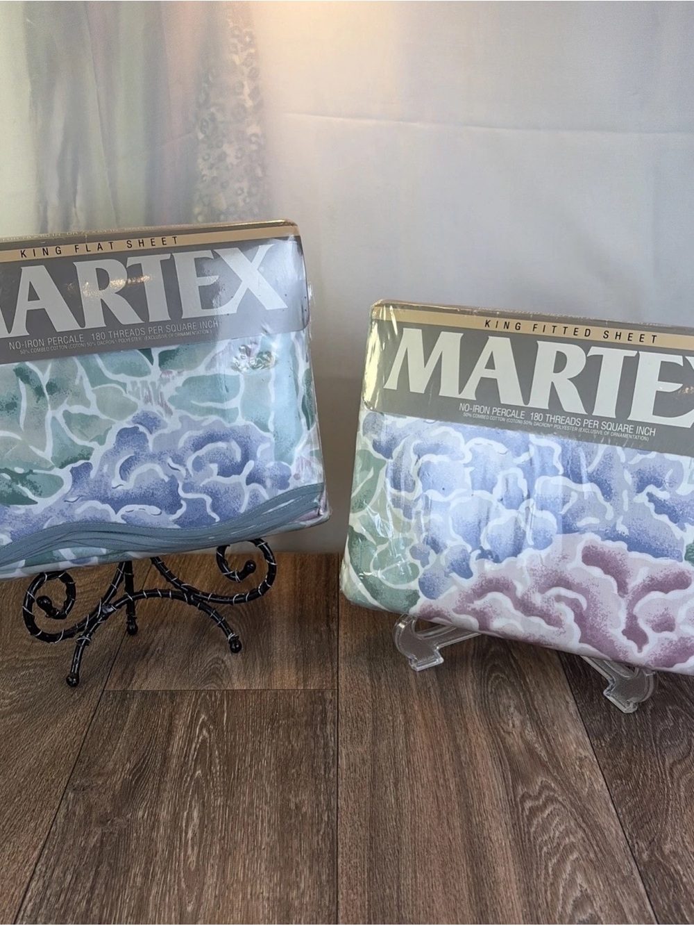 Vintage Martex Silk Forest Floral KING Sheet Set Flat & Fitted New Old Stock